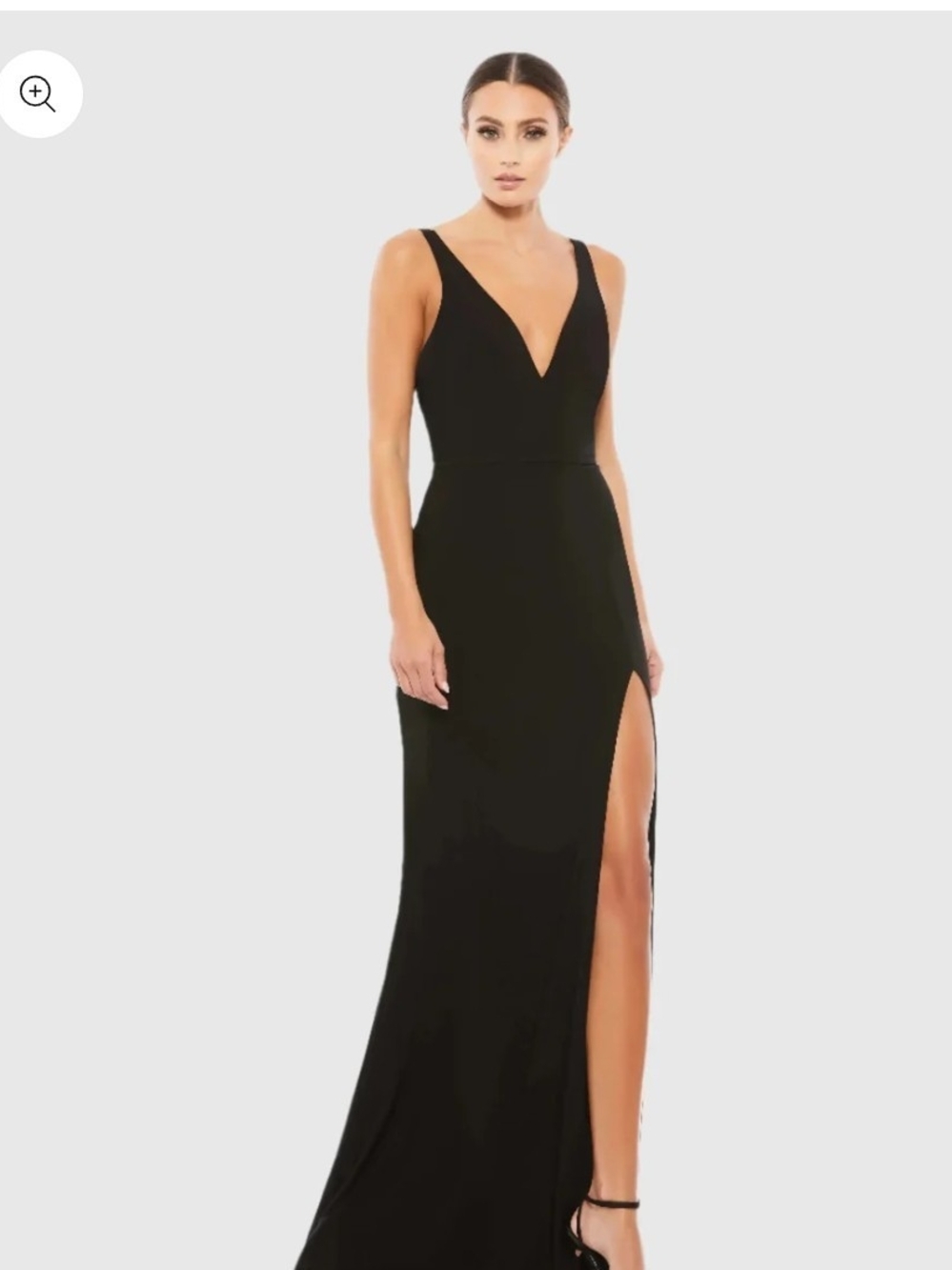 Ieena for Mac Duggal Black Plunge V-Neck High Slit Gown – Size 12